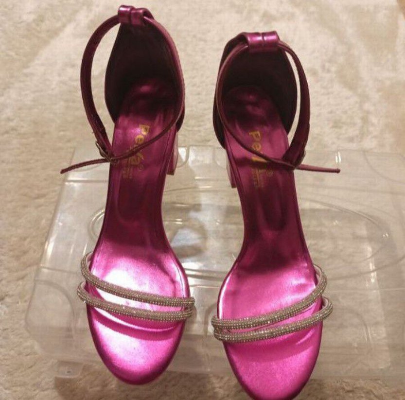 Pera Marka Pembe Parlak Tokalı Blok Topuklu Abiye Ayakkabı - Görsel 2