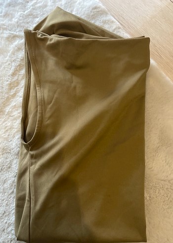 Bej Keten Hamile Bluzu, Kısa Kollu, V Yaka - Görsel 4