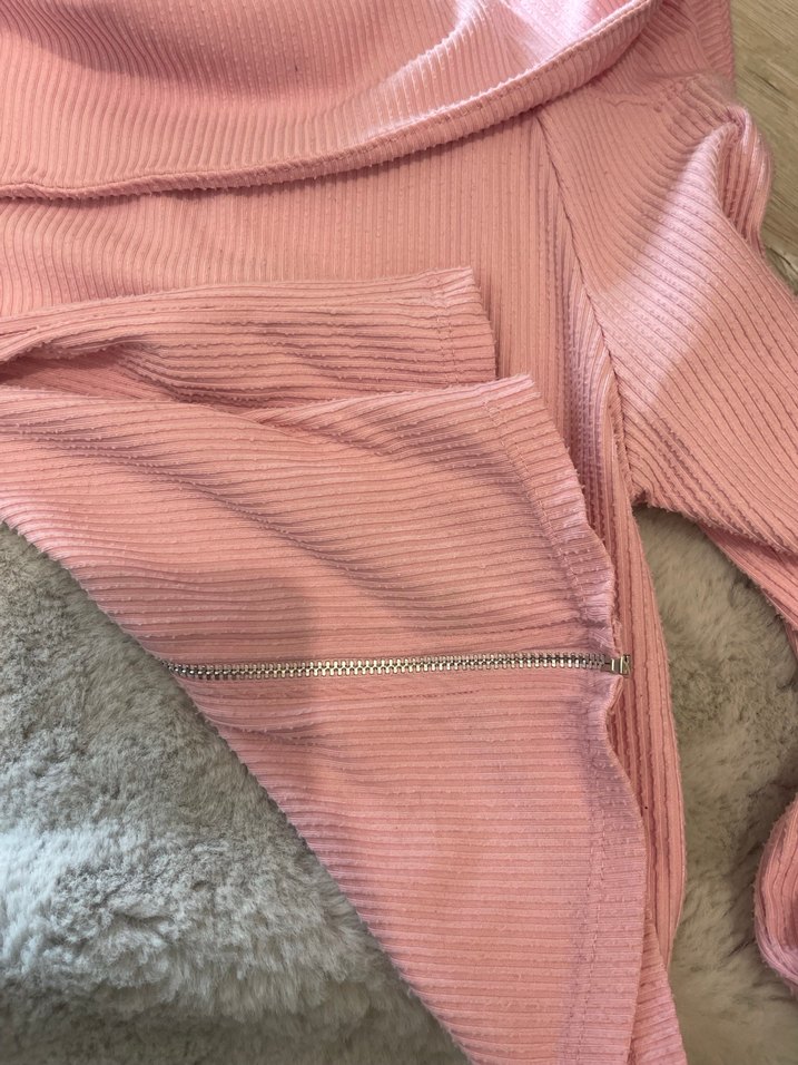 Pembe Mini  Bluzu, uzun kollu, Fermuarlı - Görsel 4