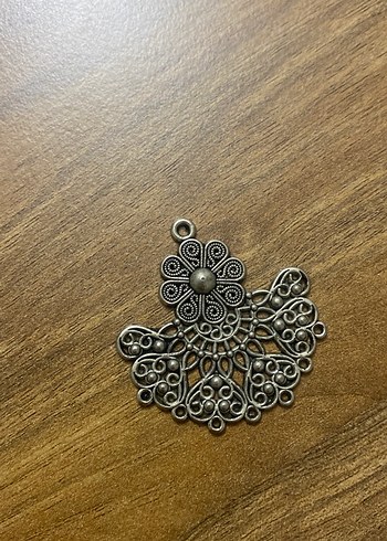 Bohem Gümüş ve Altın Renkli İşlemeli Kadın Kolye Uçları - Görsel 2