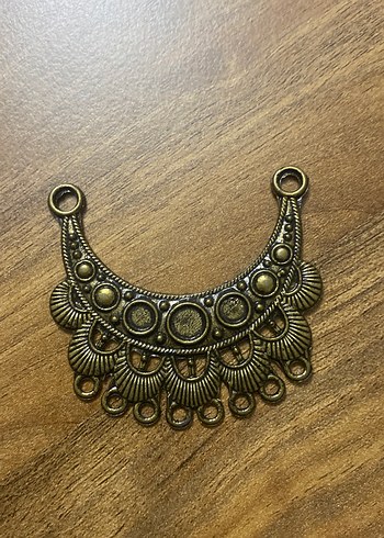 Bohem Gümüş ve Altın Renkli İşlemeli Kadın Kolye Uçları - Görsel 3