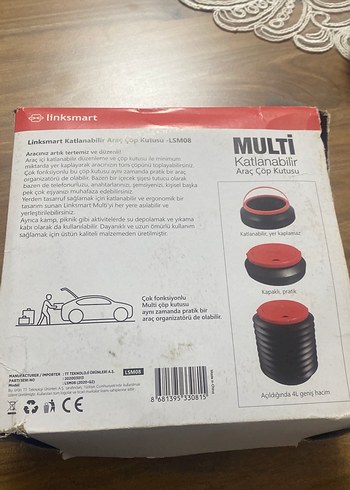 Katlanabilir Linksmart Araç Çöp Kutusu 4L - Görsel 2