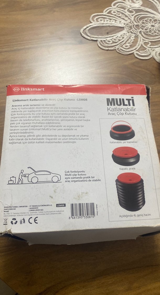 Katlanabilir Linksmart Araç Çöp Kutusu 4L - Görsel 2