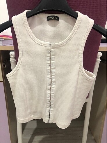 Kancalı bluz crop beyaz