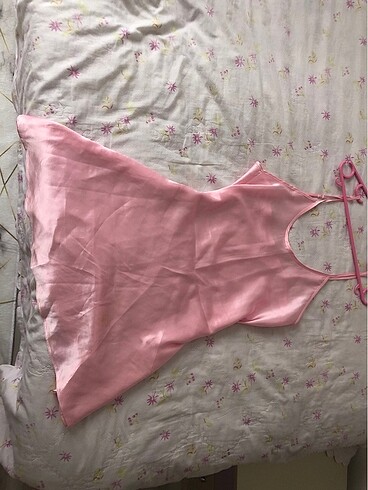 H&M Pembe saten mini elbise