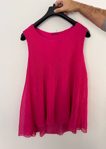 Pembe Pilili Kolsuz Mini Bluz - Görsel 4