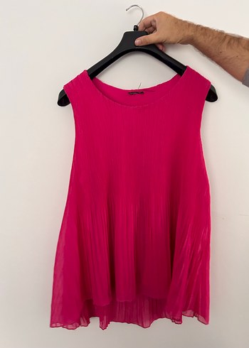 Pembe Pilili Kolsuz Mini Bluz - Görsel 3