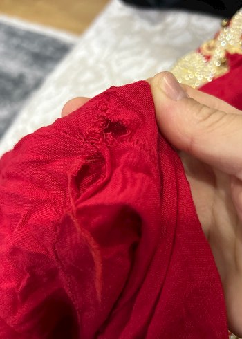 Nakışlı Kırmızı Uzun Kadın Elbise - Görsel 5