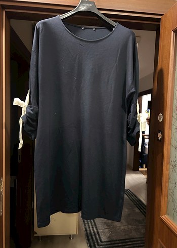 Siyah Uzun Kollu Salaş Midi elbise( tunik)