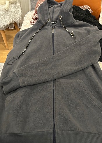 Gri Fermuarlı Kapüşonlu Erkek Polar - Görsel 2
