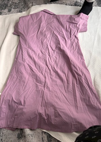 Düğmeli Mor Pamuklu Hamile Gömlek Elbise - Görsel 4