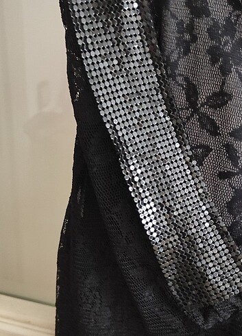 Dantelli diz altı siyah elbise - Görsel 3