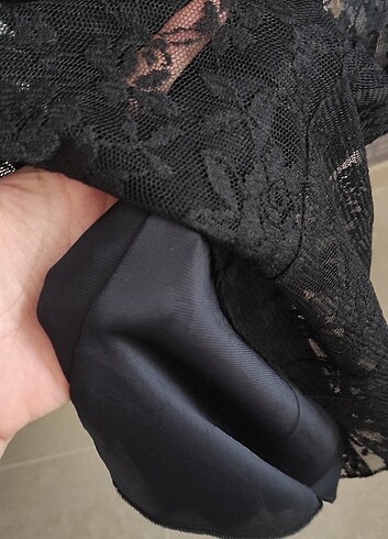 Dantelli diz altı siyah elbise - Görsel 6