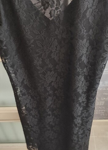 Dantelli diz altı siyah elbise - Görsel 8