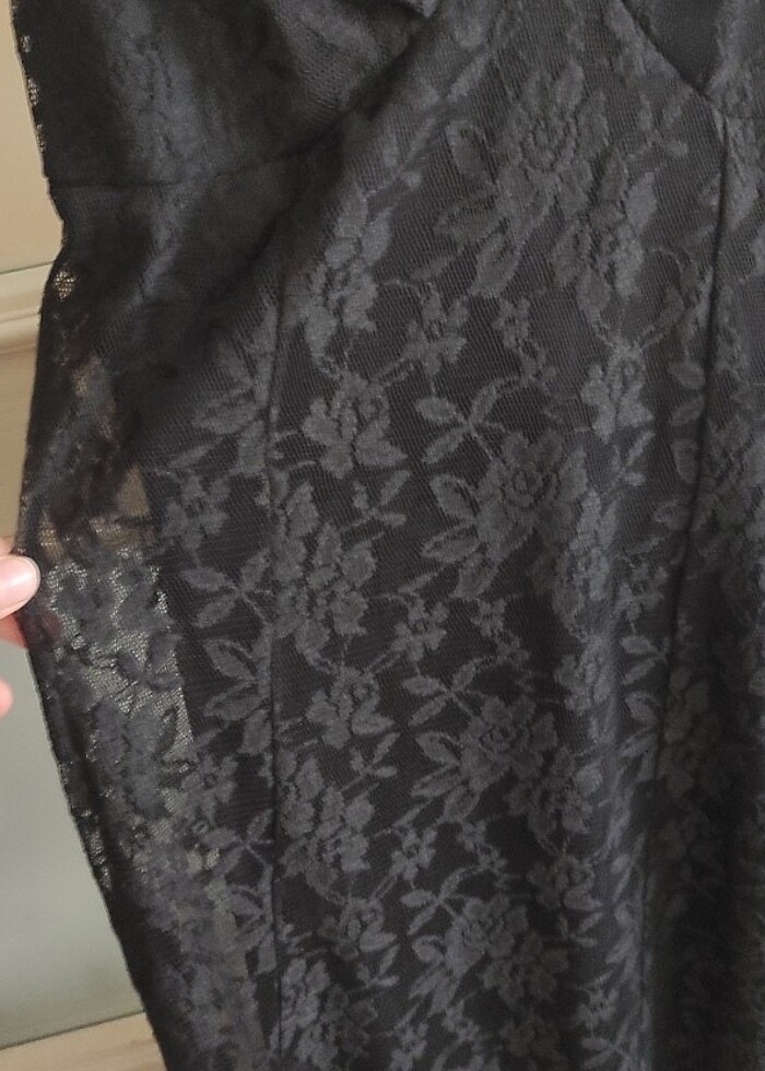 Dantelli diz altı siyah elbise - Görsel 5