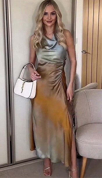 xs Beden çeşitli Renk Zara batik desenli saten elbise