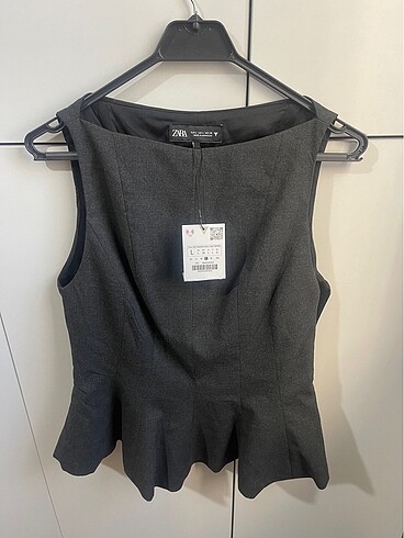 l Beden gri Renk Zara volanlı peplum bluz üst