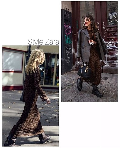 Zara dantelli midi elbise