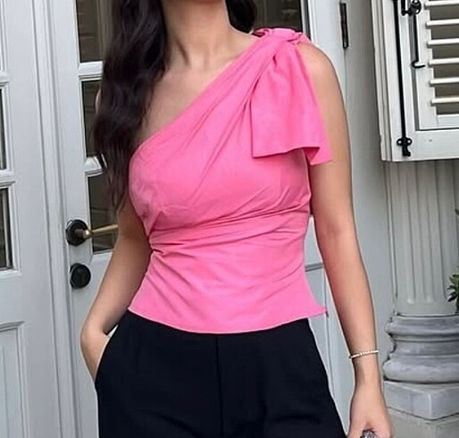 Zara tafta fiyong bluz asimetrik