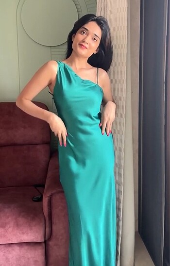 Zara Zara saten midi elbise asimetrik