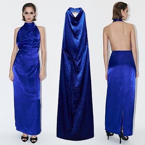 Zara Zara saten sırtı açık elbise