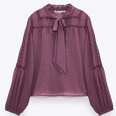 Zara transparan tül şifon gömlek tül