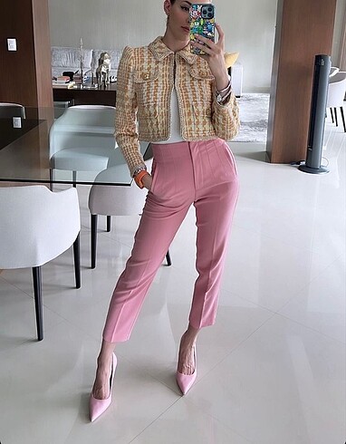 Zara yüksek bel Pensli pantolon