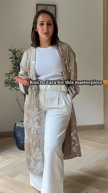 s Beden ten rengi Renk Zara pul payet taşlı kimono tesettür