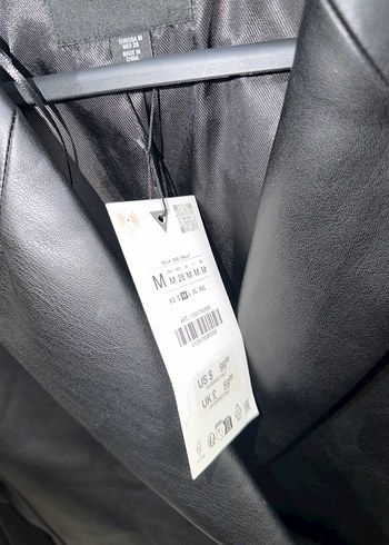 Zara vücuda oturan suni deri blazer ceket - Görsel 8