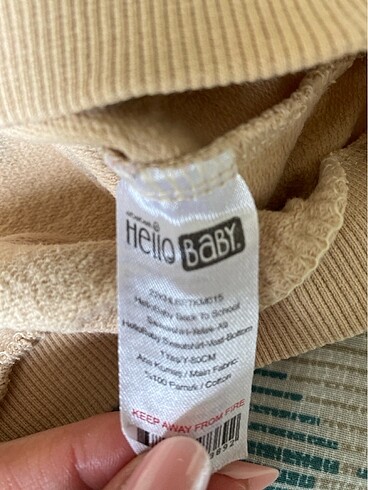12-18 Ay Beden camel Renk Hello Baby 1 yaş erkek bebek sweatshirt