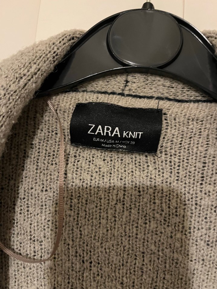 Zara şal yaka Kadın Gri Örgü Midi Hırka - Görsel 5