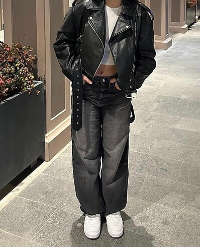 Bershka baggy siyah kot pantolon