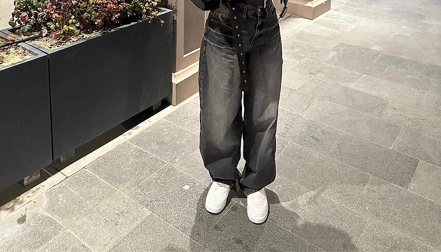Bershka Bershka baggy siyah kot pantolon