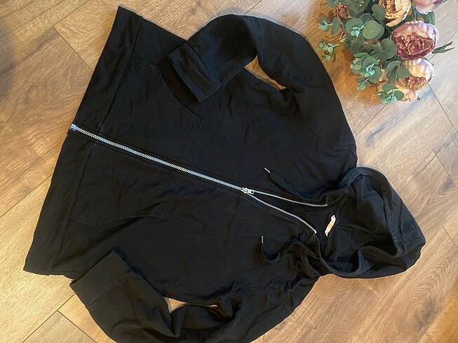 Siyah fermuarlı sweat