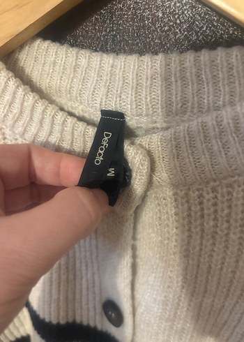 Çizgili Bej Kadın Triko Hırka - Görsel 3