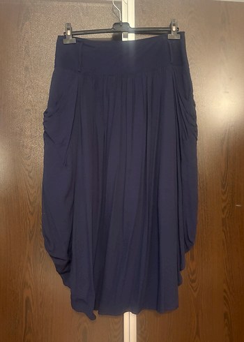 Kemer Detaylı Lacivert Midi Kadın Etek - Görsel 3