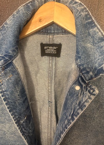 Düğmeli Salaş Mavi Kadın Denim Ceket - Görsel 2