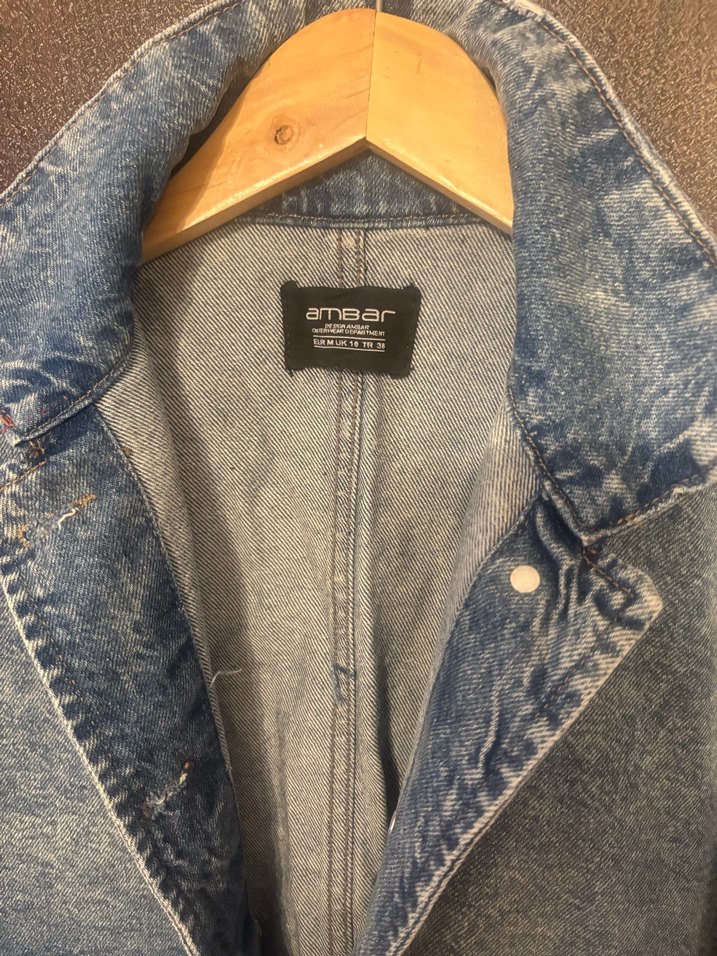 Düğmeli Salaş Mavi Kadın Denim Ceket - Görsel 2