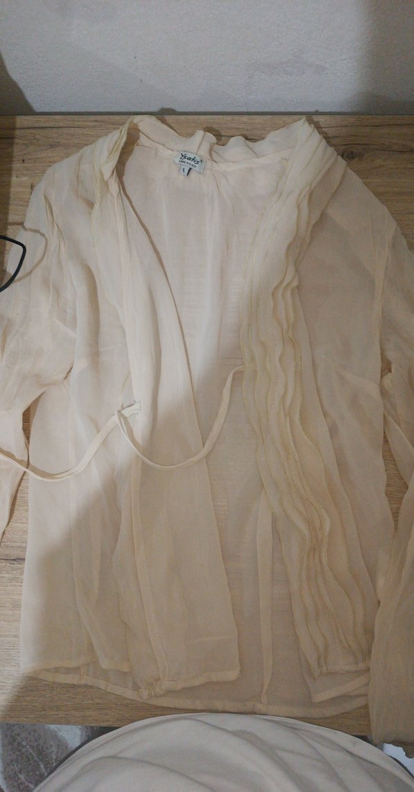 Beyaz Keten Drapeli Midi Kadın Gömlek - Görsel 2