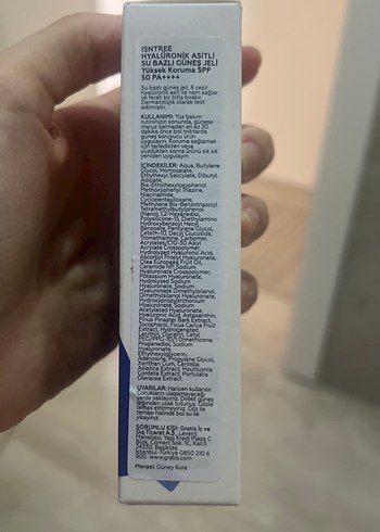 Beden Isntree Hyaluronic Acid Güneş Jeli SPF 50