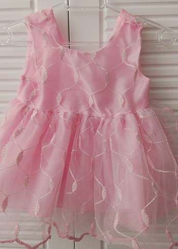Dantel İşlemeli Pembe Kız Çocuk Elbise - Görsel 3