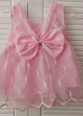 Dantel İşlemeli Pembe Kız Çocuk Elbise - Görsel 2