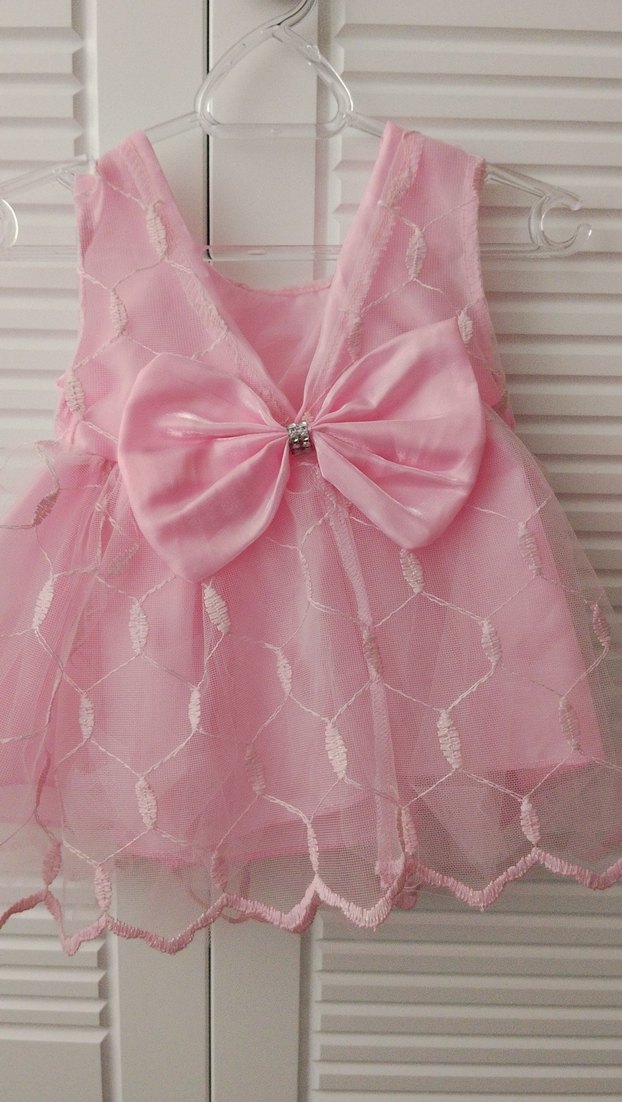 Dantel İşlemeli Pembe Kız Çocuk Elbise - Görsel 2