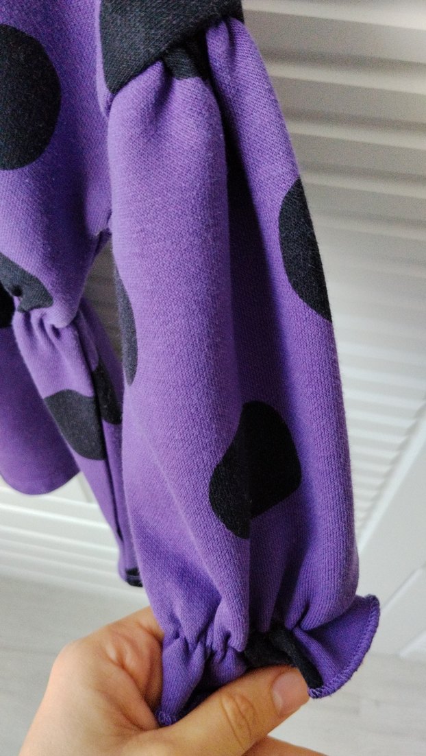 Mor Puantiyeli Kız Çocuk Sweatshirt elbise - Görsel 3