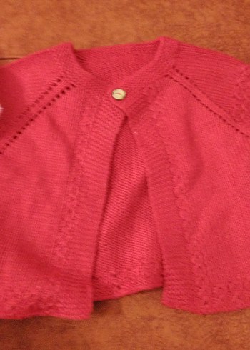 Kız Çocuk Kırmızı Örgü Hırka - Görsel 2