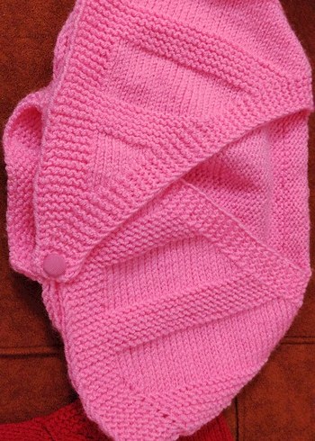 Kız Çocuk Kırmızı Örgü Hırka - Görsel 3