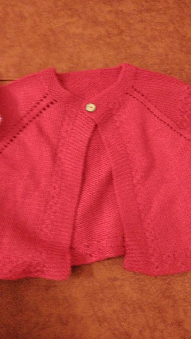 Kız Çocuk Kırmızı Örgü Hırka - Görsel 2