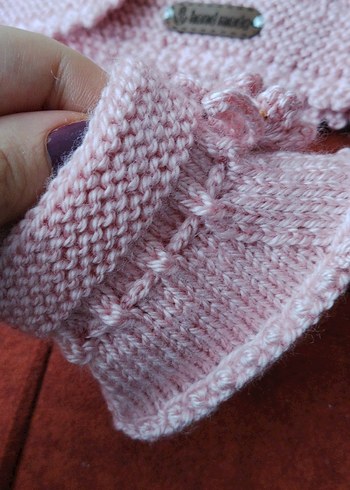 Pembe Örgü Kız Hırka ve Patik Seti - Görsel 2