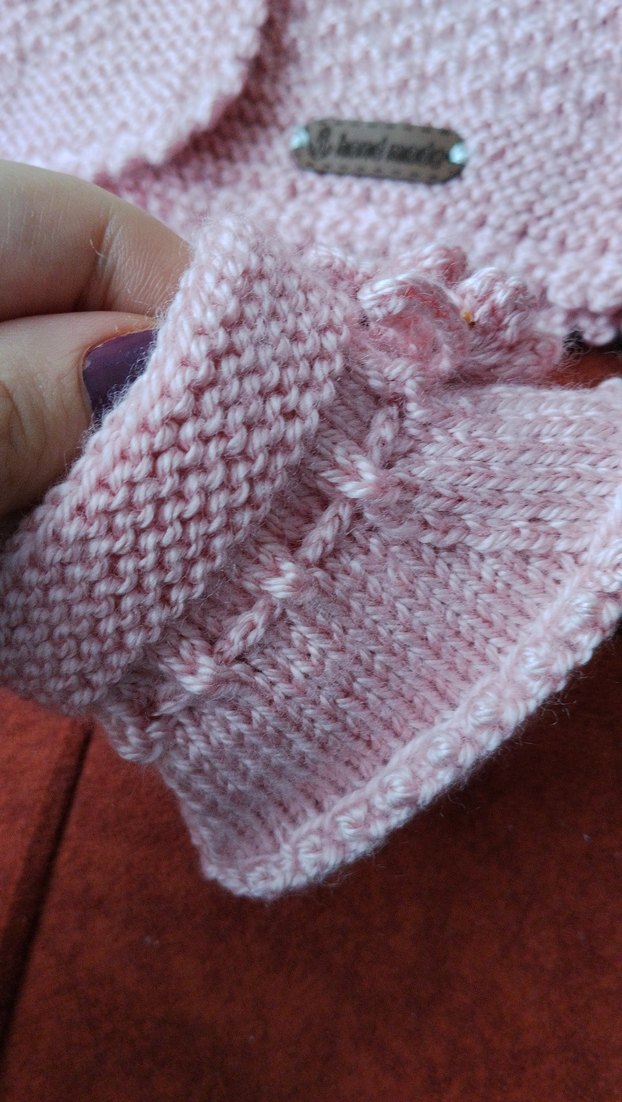 Pembe Örgü Kız Hırka ve Patik Seti - Görsel 2