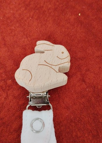 Ahşap Figürlü Beyaz emzik askısı - Görsel 2